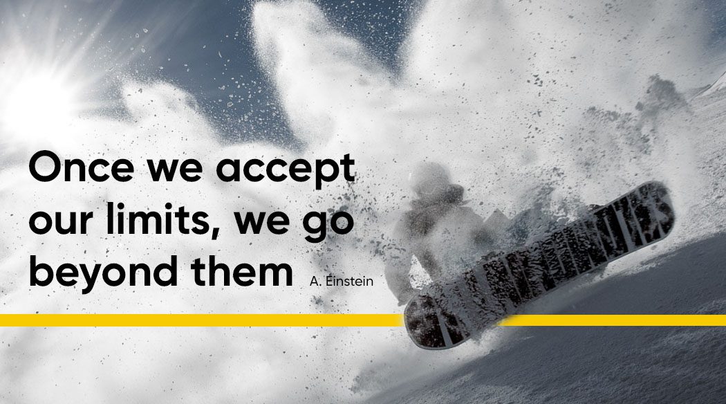 Snowboarder background with Einstein quote