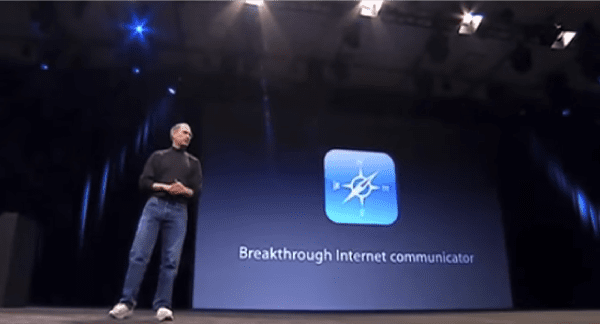 Steve Jobs giving keynote presentation